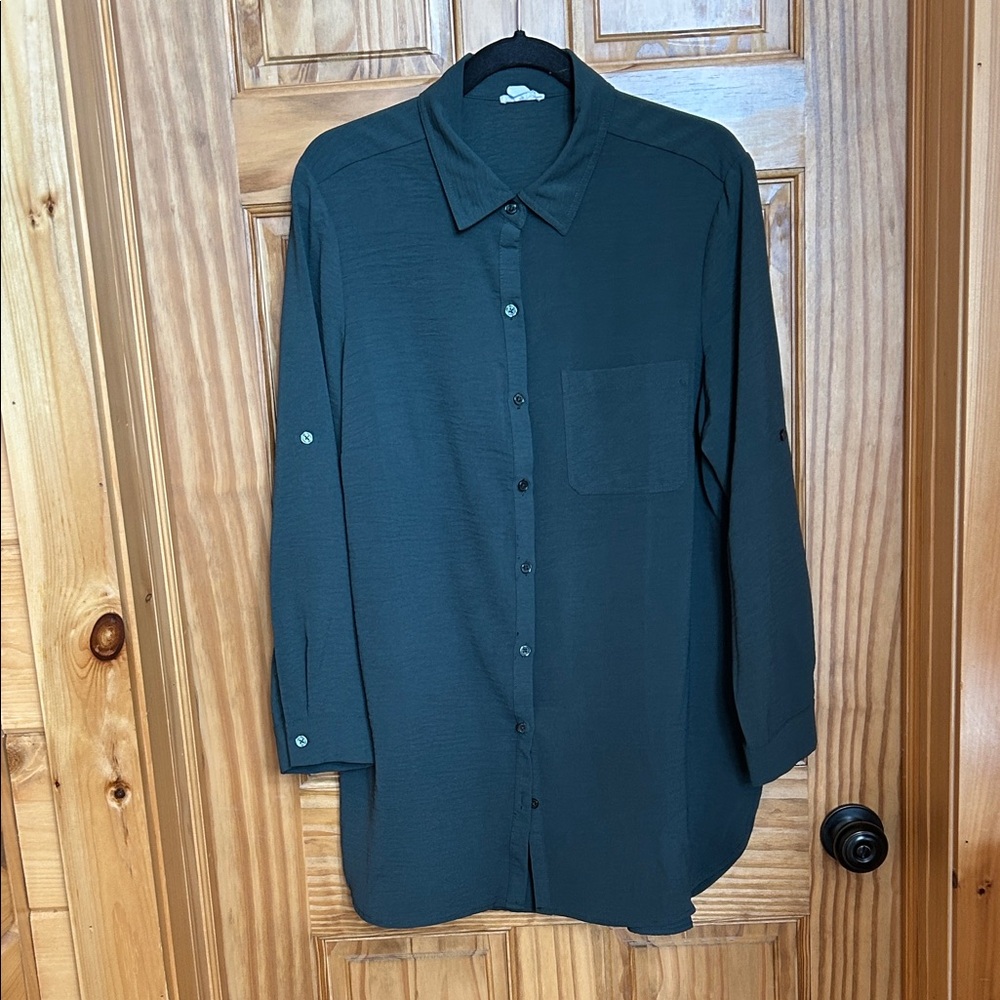 Women’s Dark Green Tunic Button down Shirt